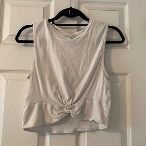 White tie front cropped tank